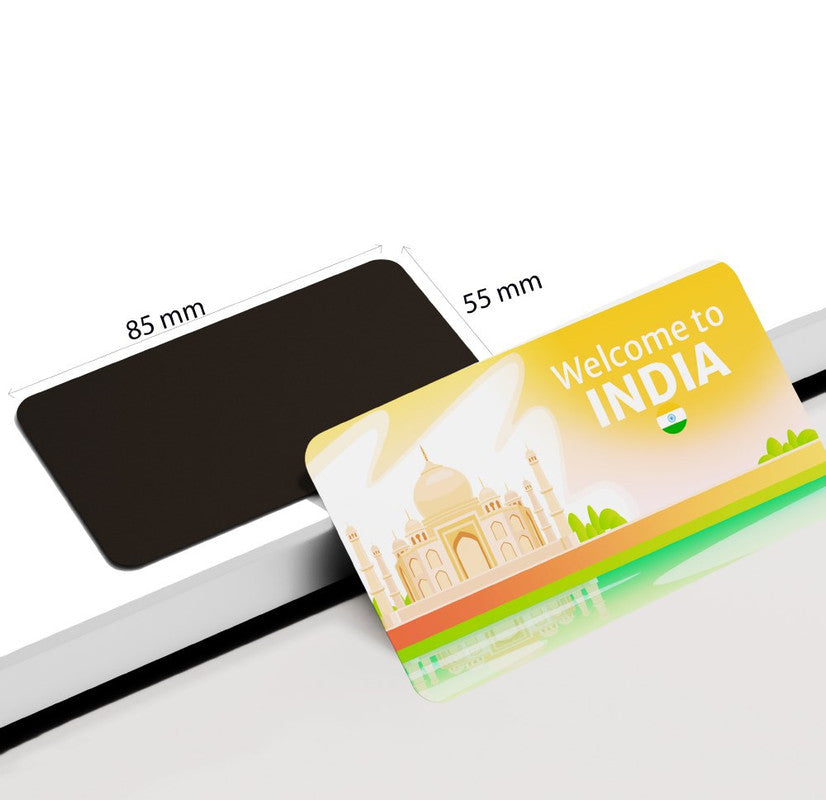 dhcrafts Rectangular Rubber Fridge Magnet / Magnetic Card Multicolor India D3 Design Pack of 1 (8.6cm x 5.4cm)